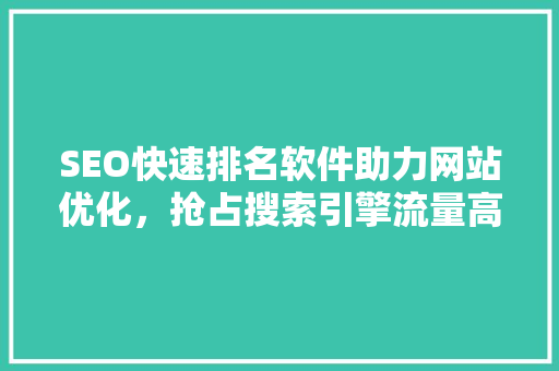 SEO快速排名软件助力网站优化，抢占搜索引擎流量高地