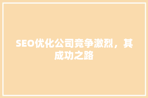 SEO优化公司竞争激烈，其成功之路