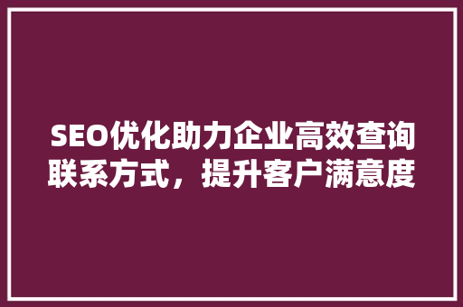 SEO优化助力企业高效查询联系方式，提升客户满意度
