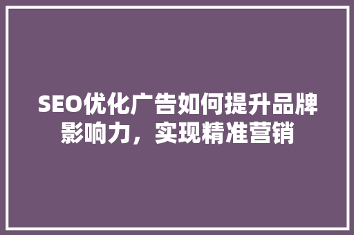SEO优化广告如何提升品牌影响力，实现精准营销