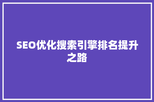 SEO优化搜索引擎排名提升之路