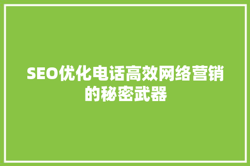 SEO优化电话高效网络营销的秘密武器