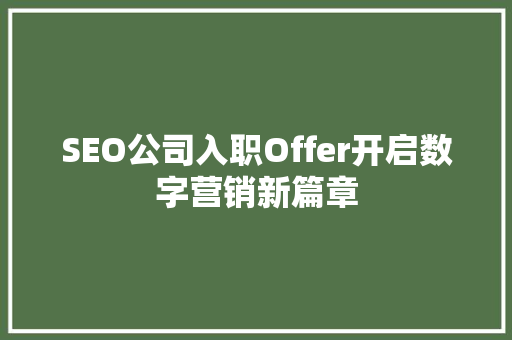 SEO公司入职Offer开启数字营销新篇章