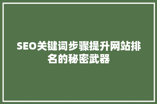 SEO关键词步骤提升网站排名的秘密武器