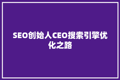 SEO创始人CEO搜索引擎优化之路