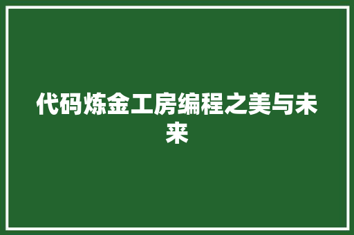 代码炼金工房编程之美与未来