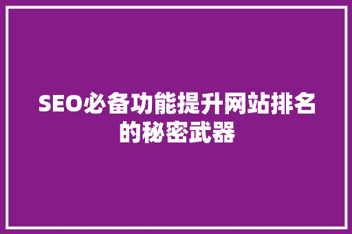 SEO必备功能提升网站排名的秘密武器