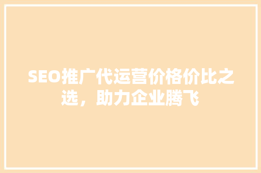 SEO推广代运营价格价比之选，助力企业腾飞