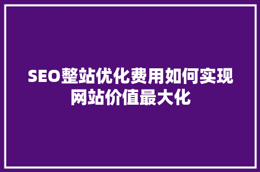 SEO整站优化费用如何实现网站价值最大化