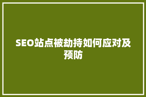SEO站点被劫持如何应对及预防
