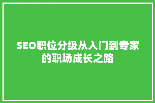 SEO职位分级从入门到专家的职场成长之路