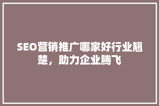 SEO营销推广哪家好行业翘楚，助力企业腾飞
