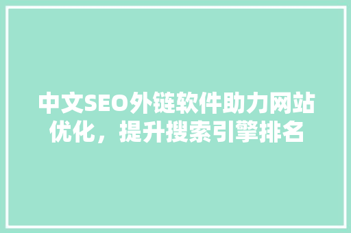中文SEO外链软件助力网站优化，提升搜索引擎排名