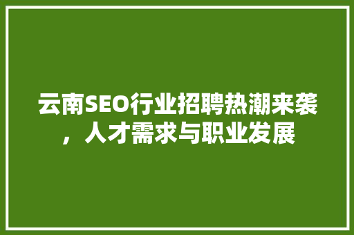 云南SEO行业招聘热潮来袭，人才需求与职业发展