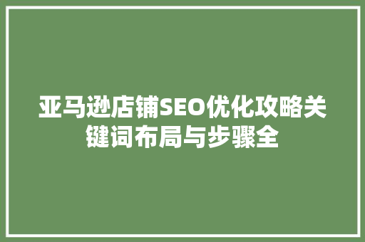 亚马逊店铺SEO优化攻略关键词布局与步骤全