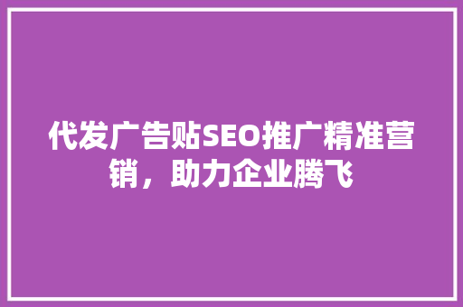 代发广告贴SEO推广精准营销，助力企业腾飞