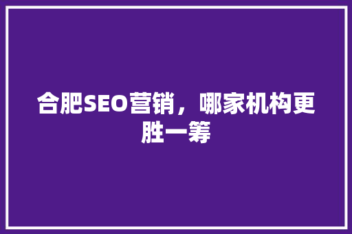 合肥SEO营销，哪家机构更胜一筹  第1张