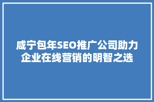 咸宁包年SEO推广公司助力企业在线营销的明智之选