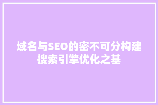 域名与SEO的密不可分构建搜索引擎优化之基