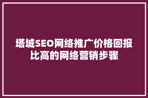 塔城SEO网络推广价格回报比高的网络营销步骤
