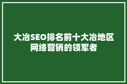 大冶SEO排名前十大冶地区网络营销的领军者