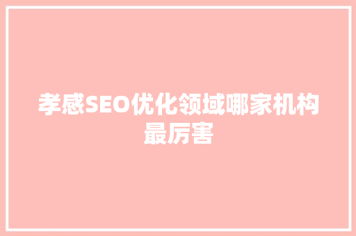 孝感SEO优化领域哪家机构最厉害