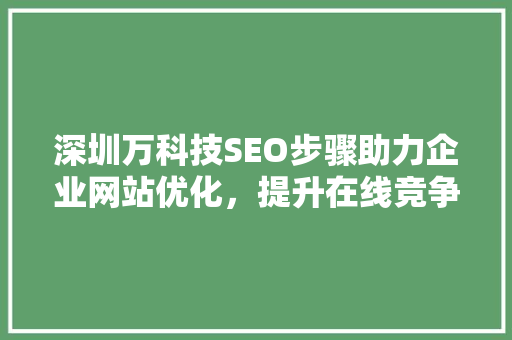 深圳万科技SEO步骤助力企业网站优化，提升在线竞争力
