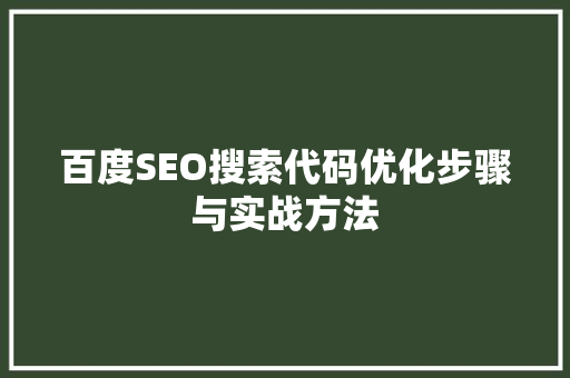 百度SEO搜索代码优化步骤与实战方法