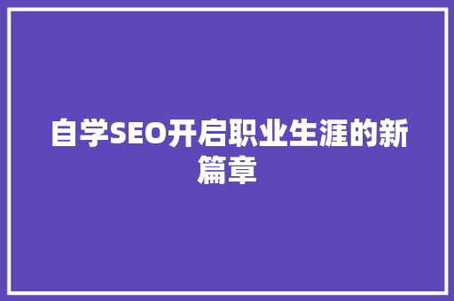 自学SEO开启职业生涯的新篇章