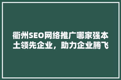 衢州SEO网络推广哪家强本土领先企业，助力企业腾飞
