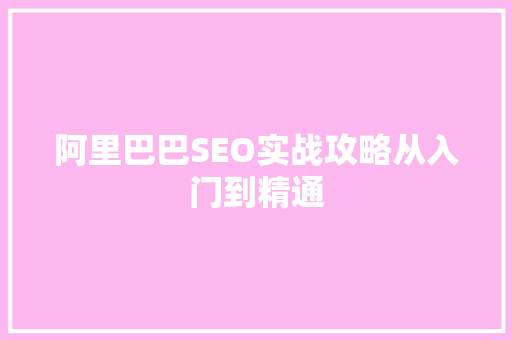 阿里巴巴SEO实战攻略从入门到精通