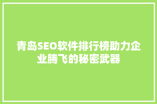 青岛SEO软件排行榜助力企业腾飞的秘密武器