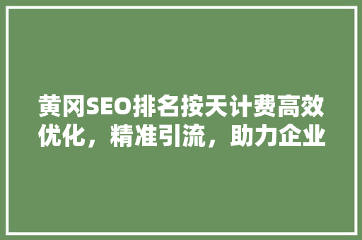 黄冈SEO排名按天计费高效优化，精准引流，助力企业快速发展