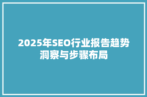 2025年SEO行业报告趋势洞察与步骤布局