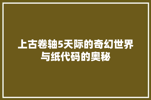 上古卷轴5天际的奇幻世界与纸代码的奥秘