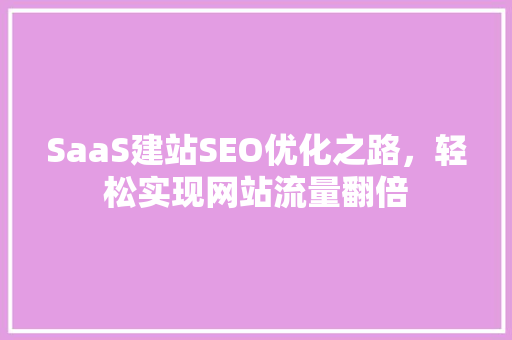 SaaS建站SEO优化之路，轻松实现网站流量翻倍