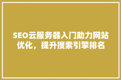 SEO云服务器入门助力网站优化，提升搜索引擎排名
