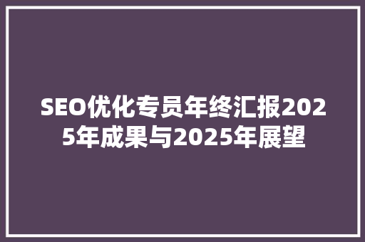 SEO优化专员年终汇报2025年成果与2025年展望