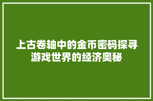 上古卷轴中的金币密码探寻游戏世界的经济奥秘
