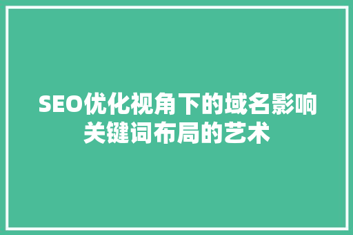 SEO优化视角下的域名影响关键词布局的艺术