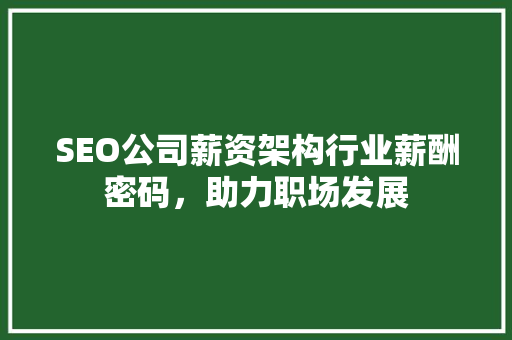 SEO公司薪资架构行业薪酬密码，助力职场发展