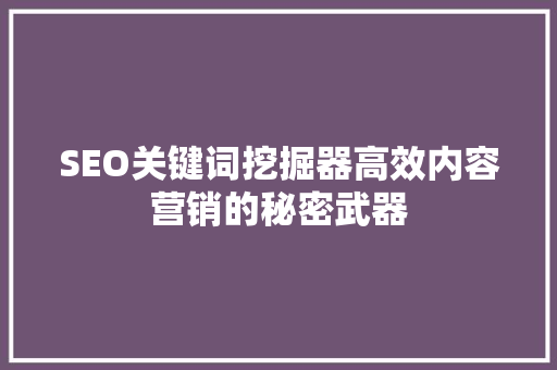 SEO关键词挖掘器高效内容营销的秘密武器