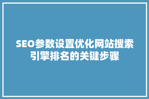 SEO参数设置优化网站搜索引擎排名的关键步骤
