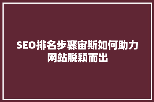 SEO排名步骤宙斯如何助力网站脱颖而出