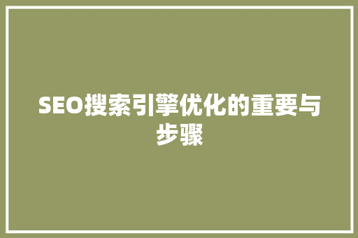 SEO搜索引擎优化的重要与步骤