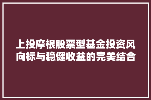 上投摩根股票型基金投资风向标与稳健收益的完美结合