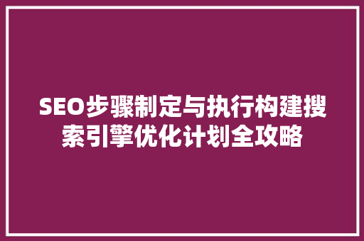 SEO步骤制定与执行构建搜索引擎优化计划全攻略