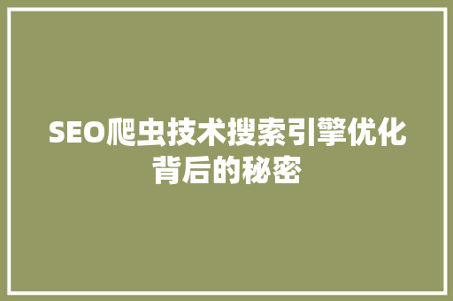 SEO爬虫技术搜索引擎优化背后的秘密