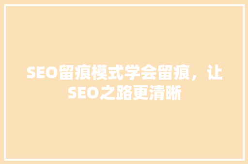 SEO留痕模式学会留痕，让SEO之路更清晰