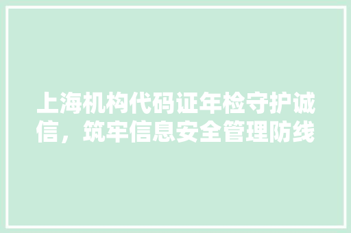 上海机构代码证年检守护诚信，筑牢信息安全管理防线  第1张